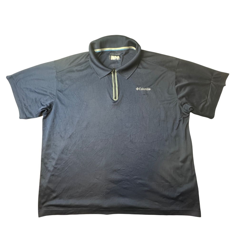 Columbia Polo Shirt Mens‎ XL Navy Blue Omni-Wick Quarter Zip Short Sleeve Active